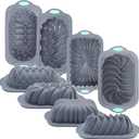 4 Piece Silicone Loaf Pan for Baking Bread, Non-Stick Kitchen Oven Bread Pan, Perfect for Banana Bread, Sandwich Bread, Pound Cake and Meatloaf, 4 Cups, Grey