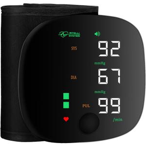 Wrist Blood Pressure Monitor, Rechargeable Monitors for Home Use with Digital Large Display, Voice Broadcast, Blood Pressure Machine, Carrying Case