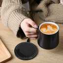 APEKX Warm Cup Coffee Mug Warmer Set - Smart Stable Constant Temperature 131F, 15W Wireless Charging, 12.8 oz Capacity - Supports USB-C Interface, Automatic Power On/Off Function (4 H). (Black)