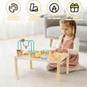 Wooden Activity Table for Toddlers 8-in-1 Multi-Color Montessori Activity Center&Baby Activity Cube with Bead Maze, Shape Sorter, Gears, Math & Clock Toys,Educational Gift for 1 Year Old Boys Girls