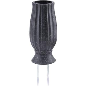 bocola Cemetery Vase with Metal Spike -Headstones Flower Holder with Drainage Hole for Artificial Flowers- Grave Decorations Memorials Sympathy for Loss of Loved Ones (Black Granite)