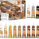 Hupeyna Wood Furniture Repair Kit, 12 Colors Wood Repair Kit, Wood Touch up Fillers, Repair Scratch, Cracks, Discoloration for Wooden Cabinet, Floor, Door, Table Surfaces Wood Filler Paint
