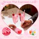 200PCS Pink Heart Shaped Straws, Cute Plastic Drinking Straws for Valentine Party, Bridal Shower, Baby Shower, Wedding, Birthday, Girls Night & Drink Decorations