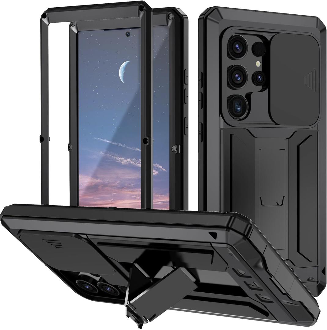 Compatible with Samsung S24 Plus Metal Case with Screen Protector Camera Cover Kickstand Slide Camera Cover Full-Body Rugged Durable Military Aluminium Heavy Duty Dustproof Drop Case (Black)
Brand: Simicoo