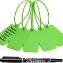 50 Green Blank Plastic Tags for Labeling Waterproof Hanging Labels Writable Tags Seal Plastic Marking Label for Clothes Bags Keys Inventory with One Marker Pen