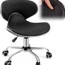 Geelin Pedicure Chair for Nail Tech, Ergonomic Back Support Rolling Stool, Adjustable Hydraulic Salon Spa Stool with Wheels, Swivel PU Leather Nail Tech Chair for Pedicure Tattoo Massage (Black)