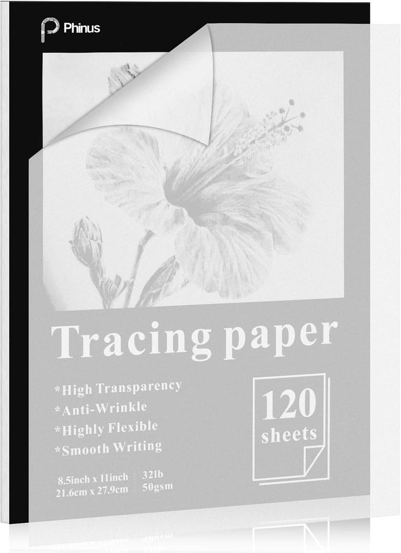 120 Sheets Tracing Paper for Drawing, 8.5x 11 Trace Paper, Translucent Vellum Paper Tracing Paper Pad, Tracing Pad for Sketching, Preliminary Drawing, Overlaying Images Tracing