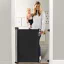 Momcozy Retractable Baby Gate, 33" Tall, Extends up to 55" Wide, Child Safety Baby Gates for Stairs, Doorways, Hallways, Indoor, Outdoor (33" Tall x 55" Wide, Black)