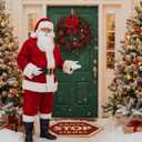 Dunzy Christmas Doormat Santa Stop Here Welcome Floor Mat Winter Outdoor Rugs Decorative Xmas Non Slip Doormat for Front Decor Home Entrance Indoor Outdoor, 20.5 x 23.5 Inch