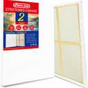 2-Pack Stretched Canvases 70x100cm (23 1/2inch x 39 1/3inch) 13.4oz (380gsm) Triple Gesso Primed, Warp-Resistant Large Pre-Stretched Canvas for Oil Painting & Gallery-Quality Acrylic Art, 2PK - 28"x40"