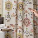 Boho Floral Shower Curtain, Vintage Cottage Core Shower Curtains for Bathroom, 72Wx72H Inch (Multi Color)