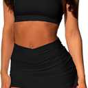 Two Piece Tennis Skirt Sets for Women 2 Piece Mini Skirt Set Going Out Golf Skort Athletic Skirt Pickleball Outfit (X-Small)
