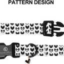 Lionet Paws Valentine's Day Dog Collars - Black Hearts White Dogs Collar with Plastic Buckle andHeart Pendant,Dog Collar for Medium Large Dogs