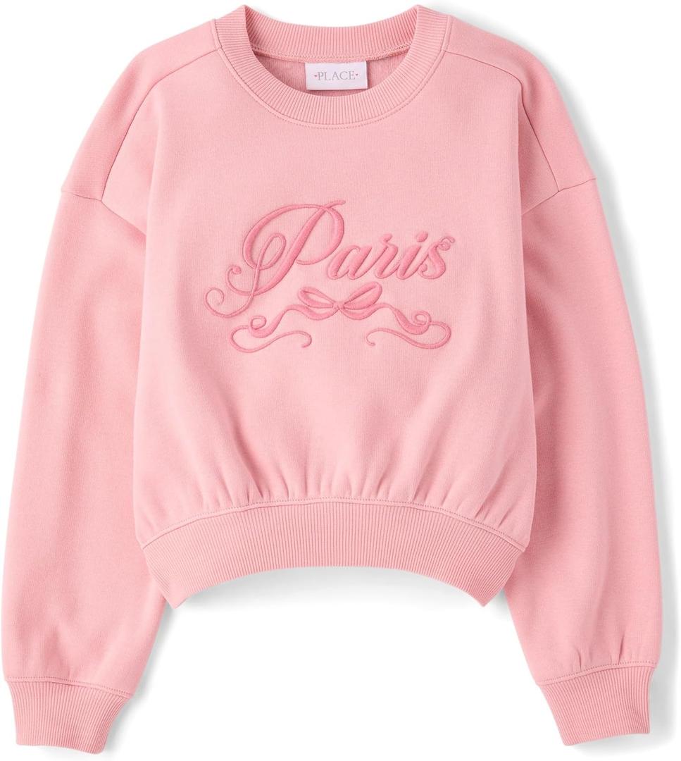 The Children's Place Girls' Active Long Sleeve Embellished Winter Warm Sweatshirt, XXL