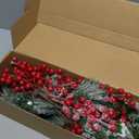 Christmas Decorations - 40 Packs Snow Artificial Christmas Picks Red Berry Stems Sprays Faux Cedar Holly Pine Needles Branches Christmas Tree Picks for Xmas Winter Holiday DIY Crafts Wreath Tree