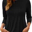 LOMON Women's 3/4 Length Sleeve Tops Crew Neck Dressy Casual Blouses Summer Tees Shirts (Large, Black)
