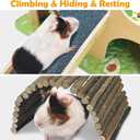 Fhiny Large Guinea Pig Hideout, 2 Tier Wooden Chinchilla Castle with Stair Bridge and Soft Mat Piggies House Small Animal Hideaway Hamster Habitat Decor for Chinchilla Hedgehog Hamster Gerbil Rat