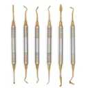 Angzhili 6 Pcs/Kit Dental Composite Resin Filled Scraper,Non Stick Dental Filling Spatula, Double-headed Dental Restoration Tool (Gold)