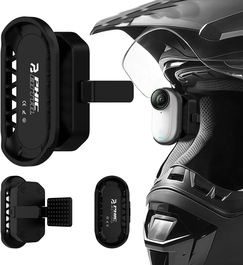 Motorcycle In-helmet POV Mount Fit for Insta360 GO 3S/GO 3 Action Camera, Anti-Slip Clip & Magnetic 1-Second Quick Release, 360 Adjustable POV Mount for Full Face/3/4/Off-rodad/Flip-up Helmets