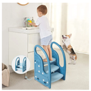 Toddler Step Stool Chair Onasti Kids 3 Step Standing Tower for Toddlers Plastic Learning Helper Stool for Kitchen Counter Bathroom Sink Toilet Potty Training with Handles and Non-Slip Pads-Blue