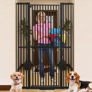 SHYUJAJIE 71 Inch Extra Tall Pet Gate for Cats, 29.5-48" Adjustable Wide Dog Gates, Pressure Mounted Walk Through Tall Cat Gate for Doorways,Hallway,Stairs,HouseBlack