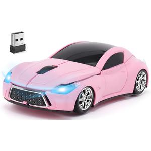 Wireless Mouse Cute Sport Pink Car Mice,Small Portable Lightweight Optical Cool Girly Mice, Fun Home Office School Gift for Boy Girl Men Women Kids Mom Dad,USB Mouse for PC Laptop Computer MacBook