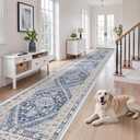 zesthome Washable Runner Rug 2.5x16 - Stain Resistant Entryway Rug,Ultra-Thin Kitchen Rugs, Anti Slip Backing Runner Rugs for Entrance Laundry Room Indoor Hallway (Blue/Beige,2.5'x16')