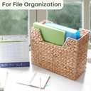 CHI AN HOME Wicker Magazine Basket, Handwoven Water Hyacinth Storage Bin & Organizer for Files, Books, Newspapers, Documents, Decorative Storage Bin with Handle for Office, Living Room, Dorm, Bathroom