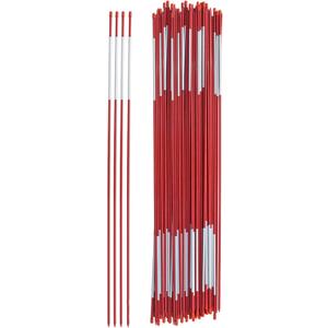 48" Inch Snow Stakes Driveway Markers Poles Snow Plow Stakes Fiberglass 5/16 Inch Diameter Red with 9.8" Reflective Tape Replacement for Driveway Mark Snow Plow Parking Lots 100pcs
