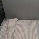 jinchan Striped Linen Kitchen Curtains 36 Inches Christmas Tier Curtains Farmhouse Modern Cafe Style Small Window Treatments Airy Light Filtering Rod Pocket for Living Room Bathroom 2 Panels Candy