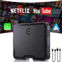 Wireless Carplay Adapter with Netflix YouTube TF Card Plug & Play, Wireless AI Box Car Play Adapter & Android Auto Dongle Easy to Setup, Fits for OEM Wired CarPlay Cars
