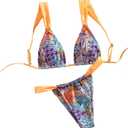 Women's 2 Piece Leopard Floral Bathing Suit Wireless Triangle Swimsuit High Waisted Bikini Sets (Large)