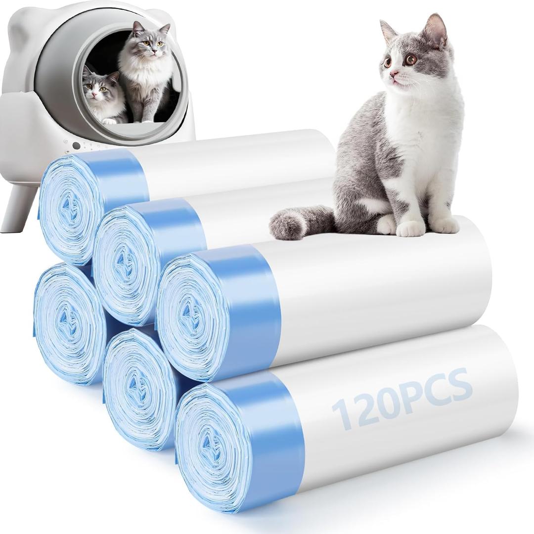 120 Pack Cat Litter Bags Compatible with Litter Robot 3 & 4, Self Cleaning Automatic Litters Box Liners, 25.2 x 15.7 inch (10-12 Gallons)