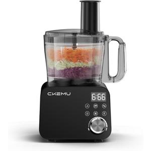Smart Food Processor and Vegetable Chopper, 6 Automatic Functions, BPA Free, Stainless Steel Blades, 12 Cup Bowl, 600-Watt Motor, Black