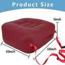 YOUFI Leather Seat Cushion Extra-Thick Booster for Office Chair to Rise Height - Full Filling for Support - with Breathable Cover, Handle and Buckle - Relieves Back Pain 18"x16"x6" (Red)