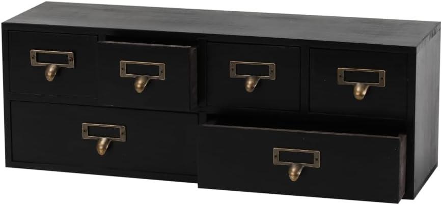 Apothecary Drawers Wooden Storage Box Vintage Wooden Drawers Wood Desktop Organizer Countertop Storage Box Library Card Catalog Cabinet Apothecary Cabinet BLACK06