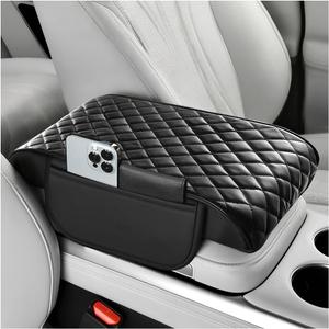 Thickened Car Center Console Cover with Side Pockets & Diamond Lattice Design,Comfortable Arm Rest Cover for Car to Relieve Your Elbow Fatigue,Upgraded Armrest Covers for Cars
