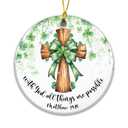 Irish Shamrock Cross Ornament – “with God All Things are Possible” Matthew 19:26, St. Patrick’s Day Christian Faith Hanging Decoration, Religious Green Clover Ornament