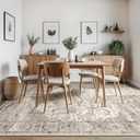 Area Rug 9x12 Washable Vintage - Soft Traditional Rugs for Living Room Large Non Slip Backing with Low Pile Farmhouse Oriental Retro Carpet for Bedroom Dining Room or Home Office - Tea Brown