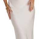 2026 Satin One Shoulder Maxi Dress for Women Summer Silk Formal Elegant Backless Ruffle Sleeveless Wedding Guest Dresses (Large, Champagne)