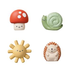 Itzy Ritzy Water-Squirting Sensory Bath Toys  Soft, Textured & Easy to Squeeze for Babies & Toddlers  Characters for Fun & Motor Skill Development - Set of 4 Includes Sun, Snail, Mushroom & Hedgehog