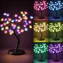 Lighted Cherry Blossom Tree, 48 LED 16 Colors 4 Modes Plug in Artificial Bonsai Tree with Remote for Home Decor Halloween Thanksgiving Christmas Wedding Party, Bend to Shape, Black Base 18 Tall