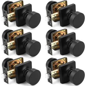 Probrico Passage Door Knobs Interior 6 Pack, Matte Black Door Knob Without Lock Inside, Closet & Hallway Classic Round Door Knob