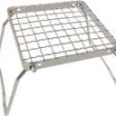 MDUG Ultralight Mini Camp Grill with Foldable Legs  304 Stainless Steel Grate, Portable Gas Stove & Campfire Stand, Compact Grill Grid for Backpacking/Camping/Hiking/Picnic/Travel/Fishing (Weave)