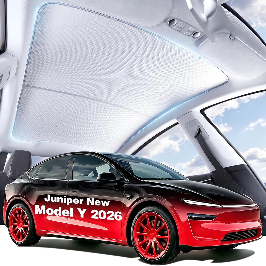 Roof Sunshade for 2026 Tesla Model Y Juniper, No Sagging Glass Roof Sun Shade with Heat Insulation UV Protection, Custom Fit Sunroof Accessories for New Model Y 2025-2026, Light Filtering