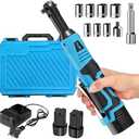 FULLYEA Cordless Electric Ratchet Wrench Set, 16.8V 3/8 cordless ratchet, 550 RPM, Variable Speed Power Ratchet Tool Kit with 2 * 2.0Ah Battery, 1/4" Adapter & 3" Extension Bar(Blue)
