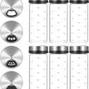 6 Pack Glass Spice Jars, 7 oz Salt and Pepper Shakers with Adjustable Pour Holes - for Seasonings, Herbs, Powders, Glitters