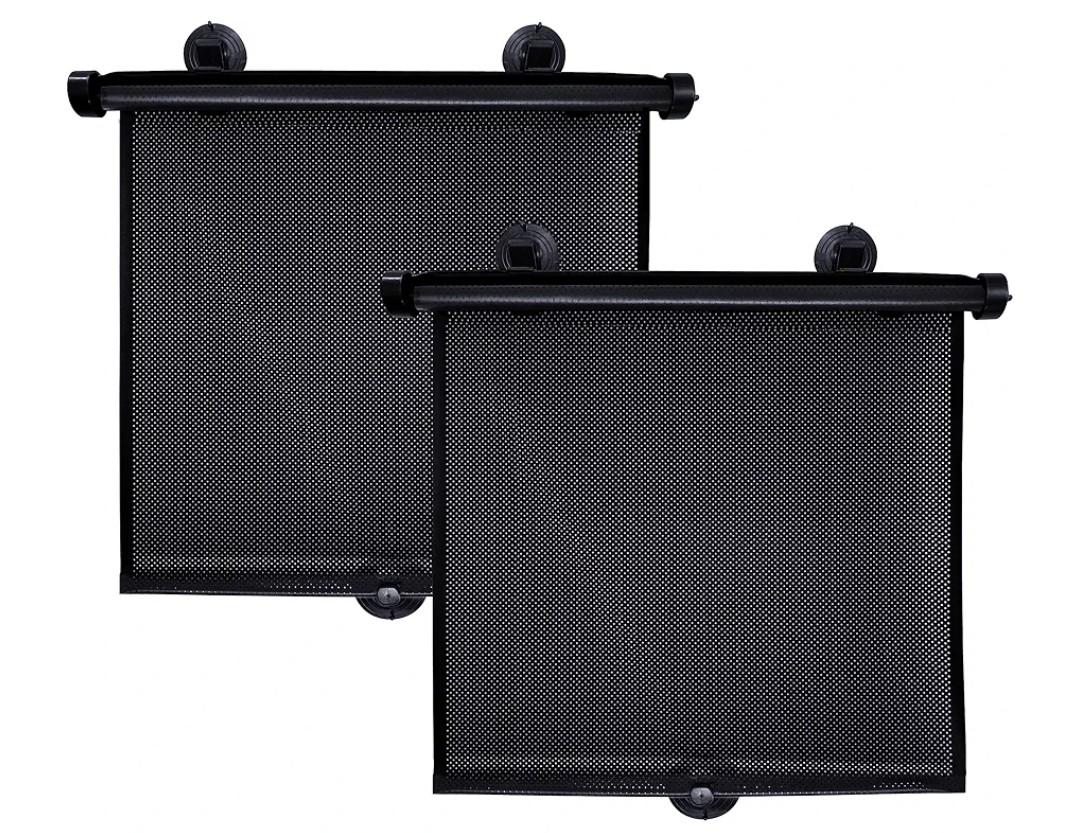 EcoNour Car Side Window Sun Shade (2 Pack) | Retractable Roller Sunshade for Kids | Baby Car Window Shades for UV and Sun Glare Protection | Baby Travel Accessories (15"x17")