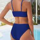 ANRABESS Womens Bikini Sets, High Waist Tummy Control Swimsuits,Ribbed Textured 2 Piece Bathing Suits,Cheeky Beach Swimwear (Blue, M)