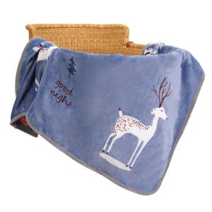 TILLYOU Toddler Flannel Blanket - Warm Cozy Baby Blanket for Boys and Girls, Smooth Cute Lightweight Blanket for Bedding Crib Stroller, 4050 inches, Navy Deer